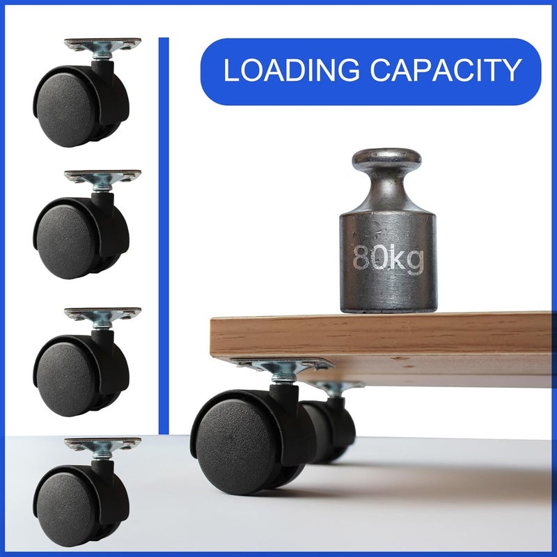 Dalyndar 1.5 Inch Caster Wheels Replacement Universal Small Swivel Rollers for Furniture Filing Cabinet Desk Table Drawer Cart Box Shelf, 4 Pack 360 Degree Rolling Top Mounted Screw in Plate Castors - Image 5